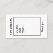 Carte d'allergie (Devant)