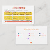 Carte d'allergie aux huiles de semences (Devant / Derrière)