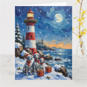 Carte Dalmatian Christmas Lighthouse Holiday (Fleur jaune)