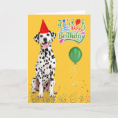 Carte Dalmatian Dog Party Hat Yellow Birthday (Devant)