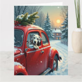 Carte Dalmatian Snowy Car Ride Christmas Painting (Devant)