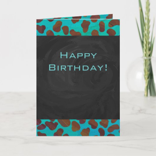 Carte Dalmatie Brown et Turquoise avec Monogramme (Devant)