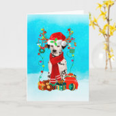 Carte Dalmatien dans la neige avec des cadeaux de Noël (Fleur jaune)