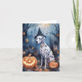 Carte Dalmatien d'Halloween avec citrouilles effrayant (Devant)