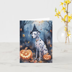 Carte Dalmatien d'Halloween avec citrouilles effrayant