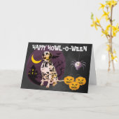 Carte Dalmatien d'Halloween effrayant (Fleur jaune)