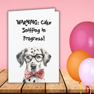 Carte Dalmatien drôle mignon qui regarde Anniversaire pl