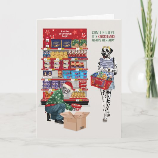 Carte Dalmatien et Chat ne peuvent pas croire C'est Noël (Devant)