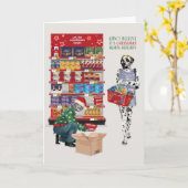 Carte Dalmatien et Chat ne peuvent pas croire C'est Noël (Fleur jaune)