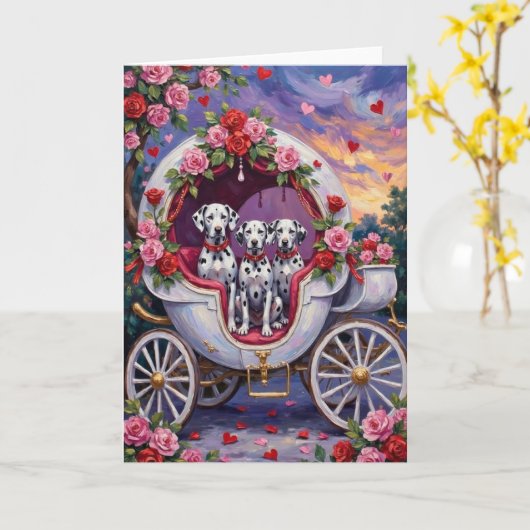 Carte Dalmatien Saint-Valentin  (Fleur jaune)