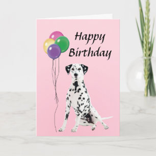 Carte Dalmation avec le joyeux anniversaire de ballons
