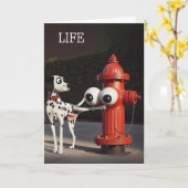 Carte Dalmation d'anniversaire et coupe-feu rouge (Fleur jaune)