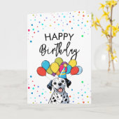 Carte Dalmation mignonne avec ballons et Confetti Annive (Fleur jaune)