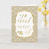 Carte Damas d'or sur le Mariage juif blanc Mazal Tov (Fleur jaune)