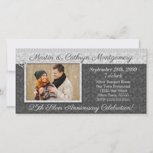 Carte Damas du 25e anniversaire d'argent avec photo (Devant)