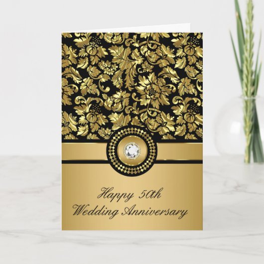 Carte Damas Vintage Black & Metallic Gold (Devant)