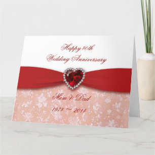 Carte Damask 40e anniversaire de Mariage 11 x 8,5