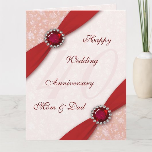 Carte Damask 40e anniversaire de Mariage 8,5x11 (Devant)