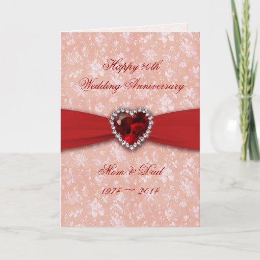 Carte Damask 40e anniversaire Mariage Design (Devant)
