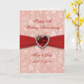 Carte Damask 40e anniversaire Mariage Design (Fleur jaune)