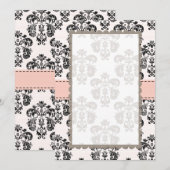 Carte Damassé rose et noir vierge (Devant / Derrière)