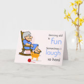 Carte Dame âgée vieillissante drôle au-dessus de la (Fleur jaune)