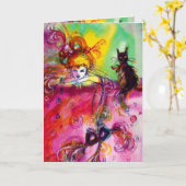 CARTE DAME AU CHAT NOIR (Fleur jaune)