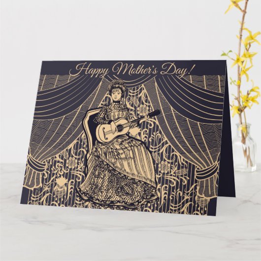 Carte Dame avec guitare (Fleur jaune)