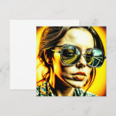 Carte Dame cool dans des lunettes de soleil reflet d'une (Devant / Derrière)