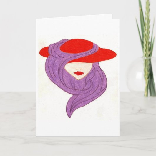 Carte dame dans le casquette rouge (Devant)