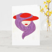 Carte dame dans le casquette rouge (Fleur jaune)