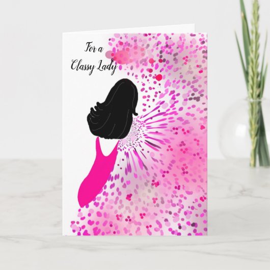 Carte Dame dans une robe rose (Devant)