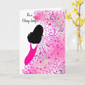Carte Dame dans une robe rose (Fleur jaune)