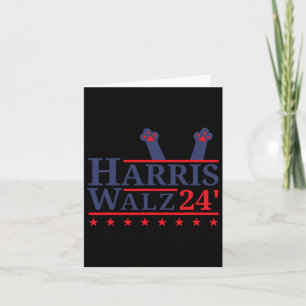 Carte Dame de chat sans enfant pour Kamala Harris Tim Wh