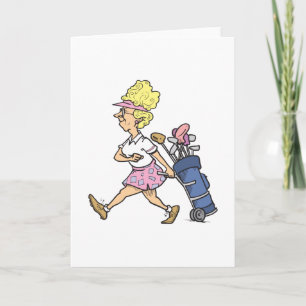 Carte dame de golf drôle dessin animé graphique