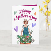Carte Dame de jardin le jour de la fête des mères (Fleur jaune)