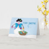 Carte Dame de neige de Noël Créatrice de patchwork Scène (Fleur jaune)