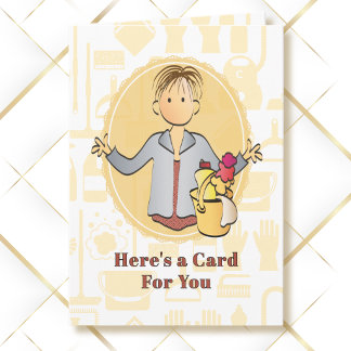 Carte Dame de nettoyage dessin animé féminin Merci Moder