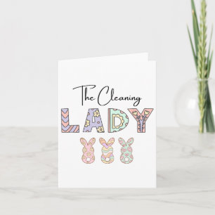 Carte Dame de nettoyage mignonne - Pâques