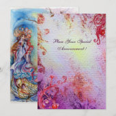 Carte DAME DU LAC , bleu rose vif brillant (Devant / Derrière)