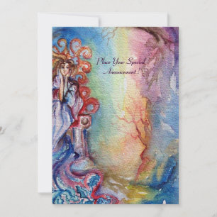 Carte DAME DU LAC bleu vibrant rose violet blanc