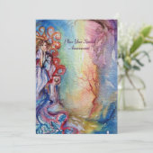 Carte DAME DU LAC bleu vif rose violet blanc (Debout devant)