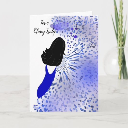 Carte Dame élégante en bleu (Devant)