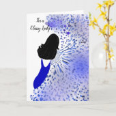 Carte Dame élégante en bleu (Fleur jaune)