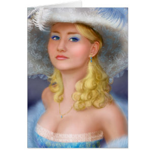 Carte Dame en bleu
