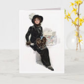 Carte Dame en noir (Fleur jaune)
