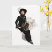 Carte Dame en noir (Fleur jaune)