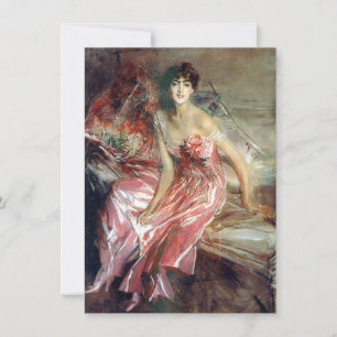 Carte Dame en robe rose (par Giovanni Boldini)
