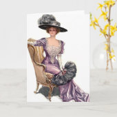 Carte Dame en violet (Fleur jaune)