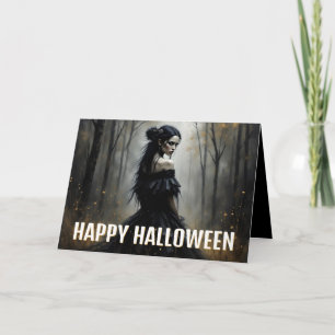 Carte Dame Mystique dans une sombre forêt d'Halloween
